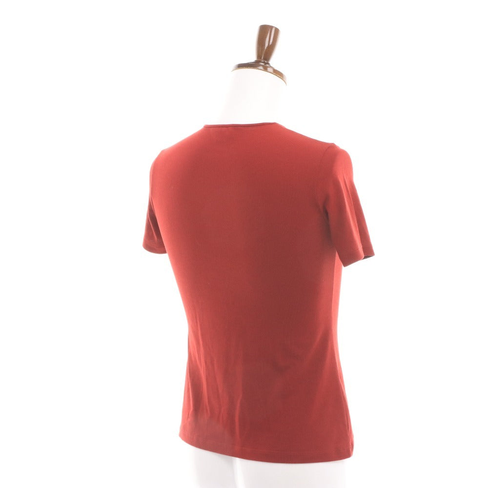 ■ HERMES T-shirt, short sleeve, crew neck, solid color, men's and women's, size 38, red