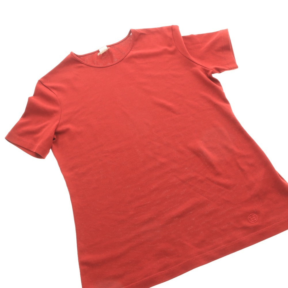 ■ HERMES T-shirt, short sleeve, crew neck, solid color, men's and women's, size 38, red