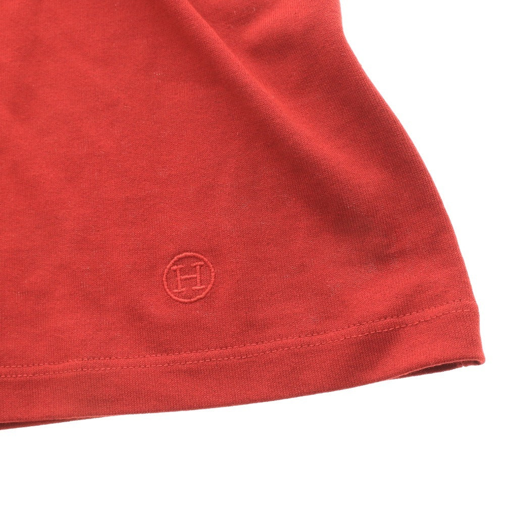■ HERMES T-shirt, short sleeve, crew neck, solid color, men's and women's, size 38, red