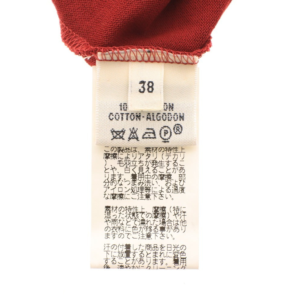 ■ HERMES T-shirt, short sleeve, crew neck, solid color, men's and women's, size 38, red