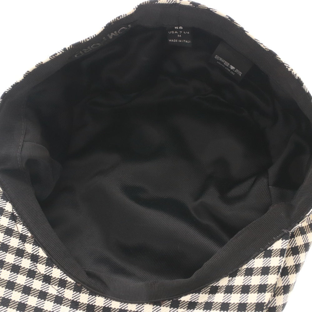 ■ トムフォード ハンチング 帽子 チェック メンズ 58 M ブラック ベージュ