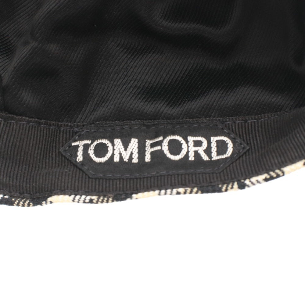 ■ トムフォード ハンチング 帽子 チェック メンズ 58 M ブラック ベージュ