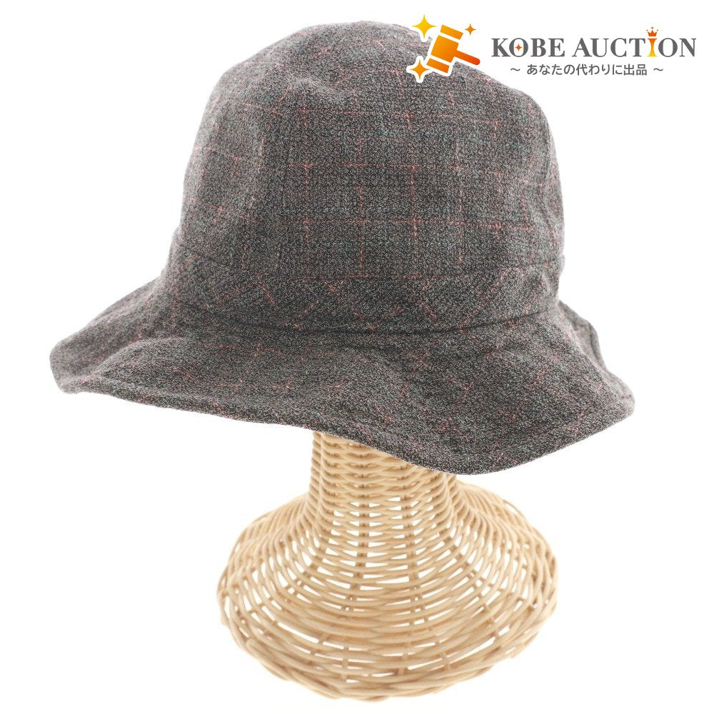 ■ ボルサリーノ ハット 帽子 チェック メンズ 58 グレー系