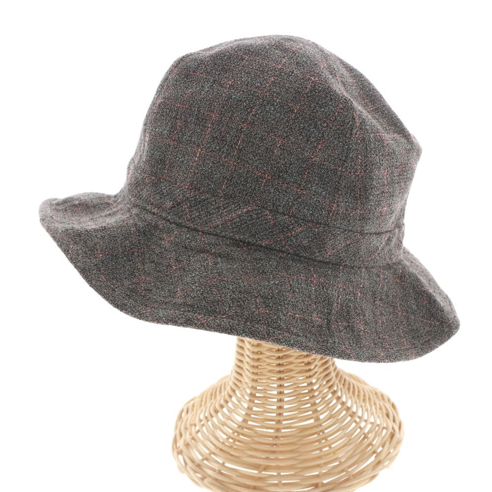 ■ ボルサリーノ ハット 帽子 チェック メンズ 58 グレー系