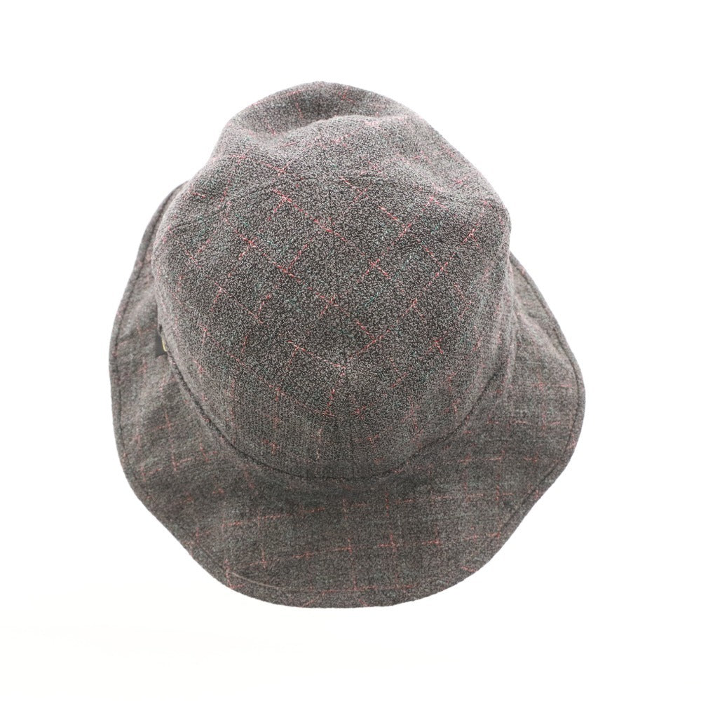 ■ ボルサリーノ ハット 帽子 チェック メンズ 58 グレー系