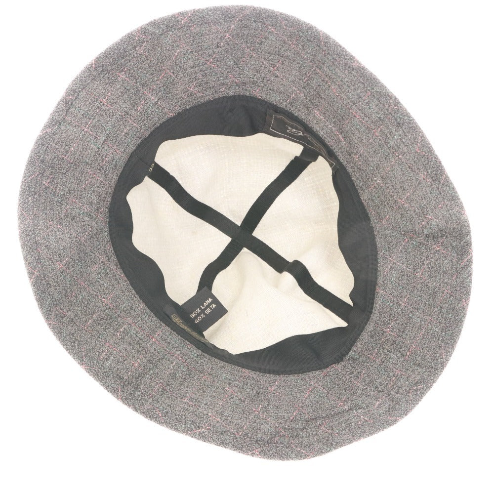 ■ ボルサリーノ ハット 帽子 チェック メンズ 58 グレー系