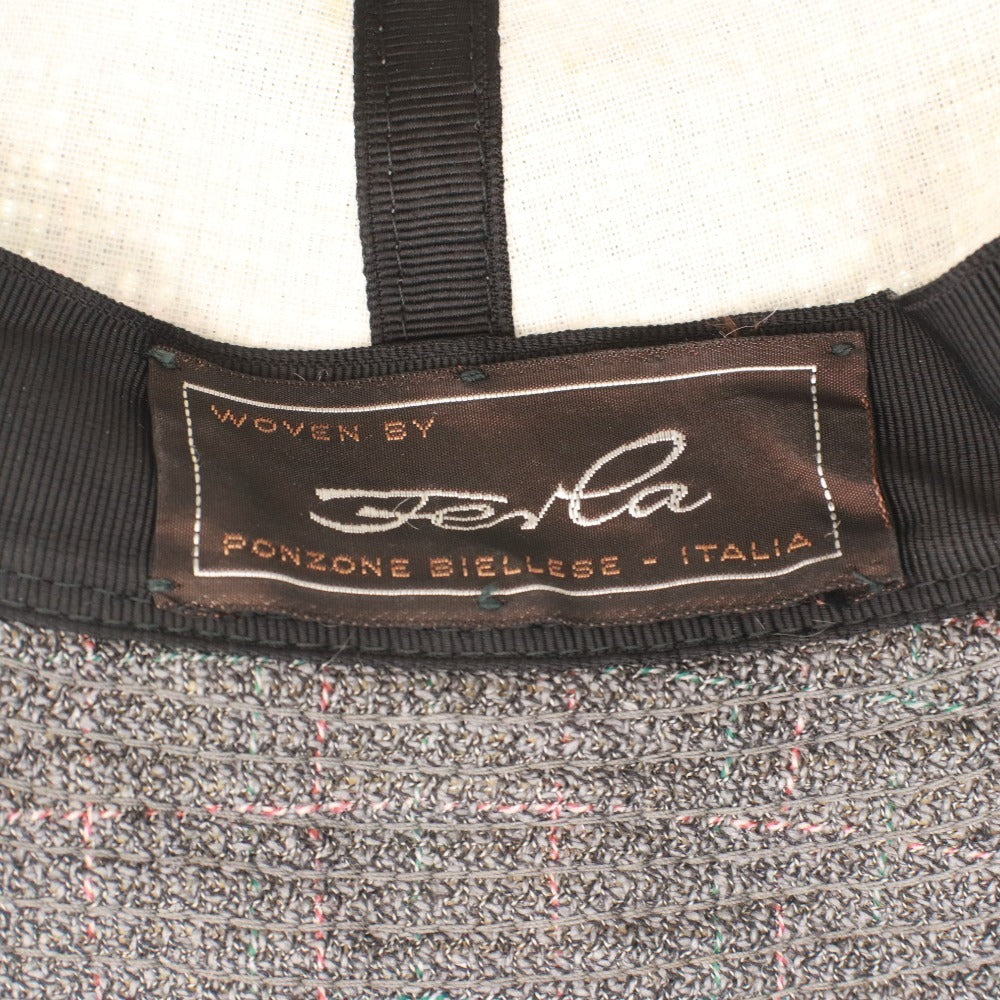 ■ ボルサリーノ ハット 帽子 チェック メンズ 58 グレー系