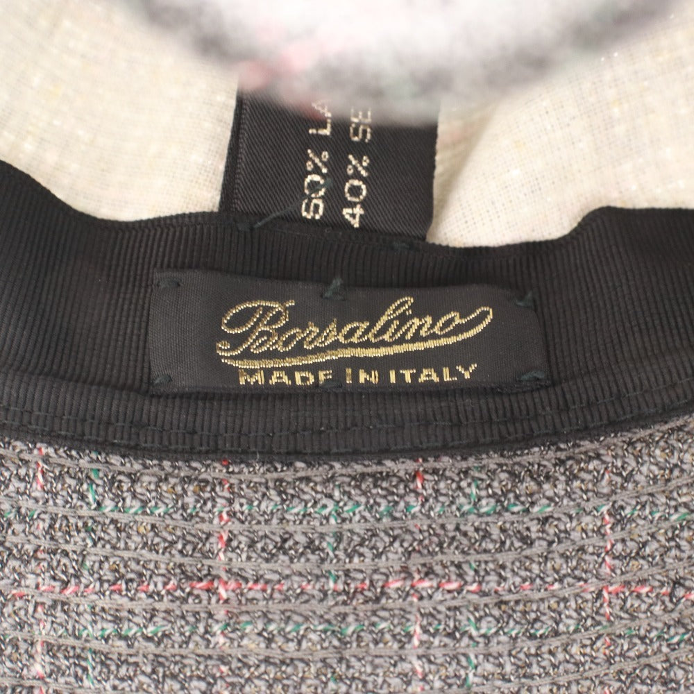 ■ ボルサリーノ ハット 帽子 チェック メンズ 58 グレー系