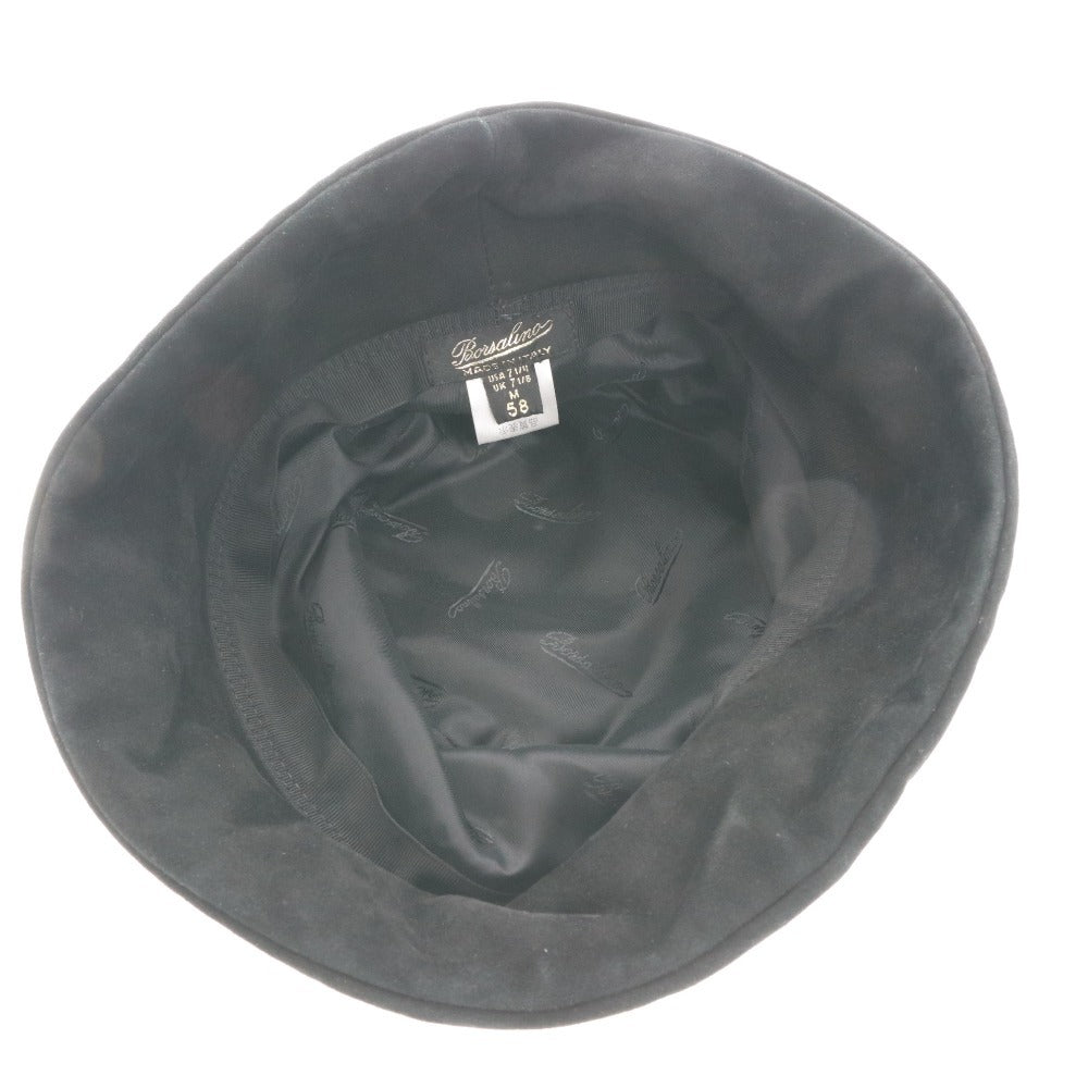 ■ ボルサリーノ ハット 帽子 ワンポイント メンズ 58 M ブラック