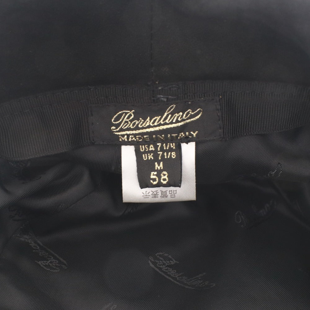 ■ ボルサリーノ ハット 帽子 ワンポイント メンズ 58 M ブラック