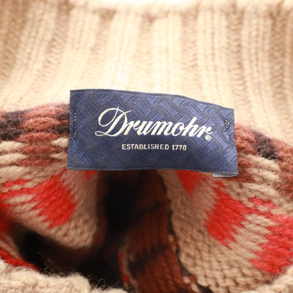 ■ ドルモア ニット トップス ハイネック フェアアイル柄 メンズ 46 (M相当) ブラウン系