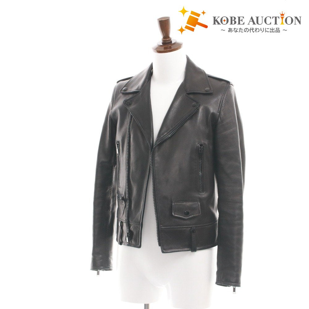 ■ サンローランパリ モーターサイクルレザージャケット ライダース アウター メンズ 44 (S相当) ブラック