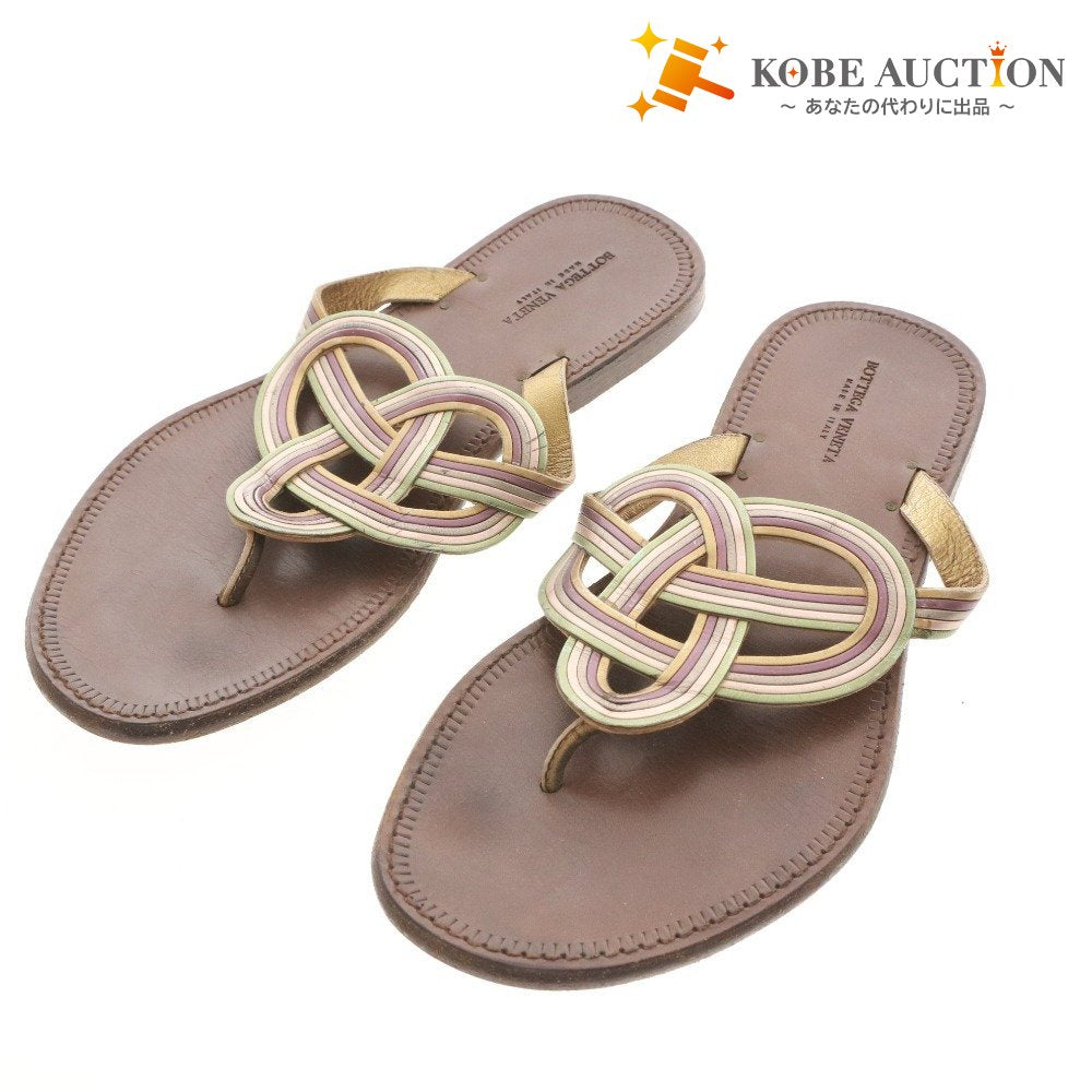 ■ ボッテガヴェネタ サンダル 靴 フラット レディース 36 （23cm相当） ゴールド ブラウン
