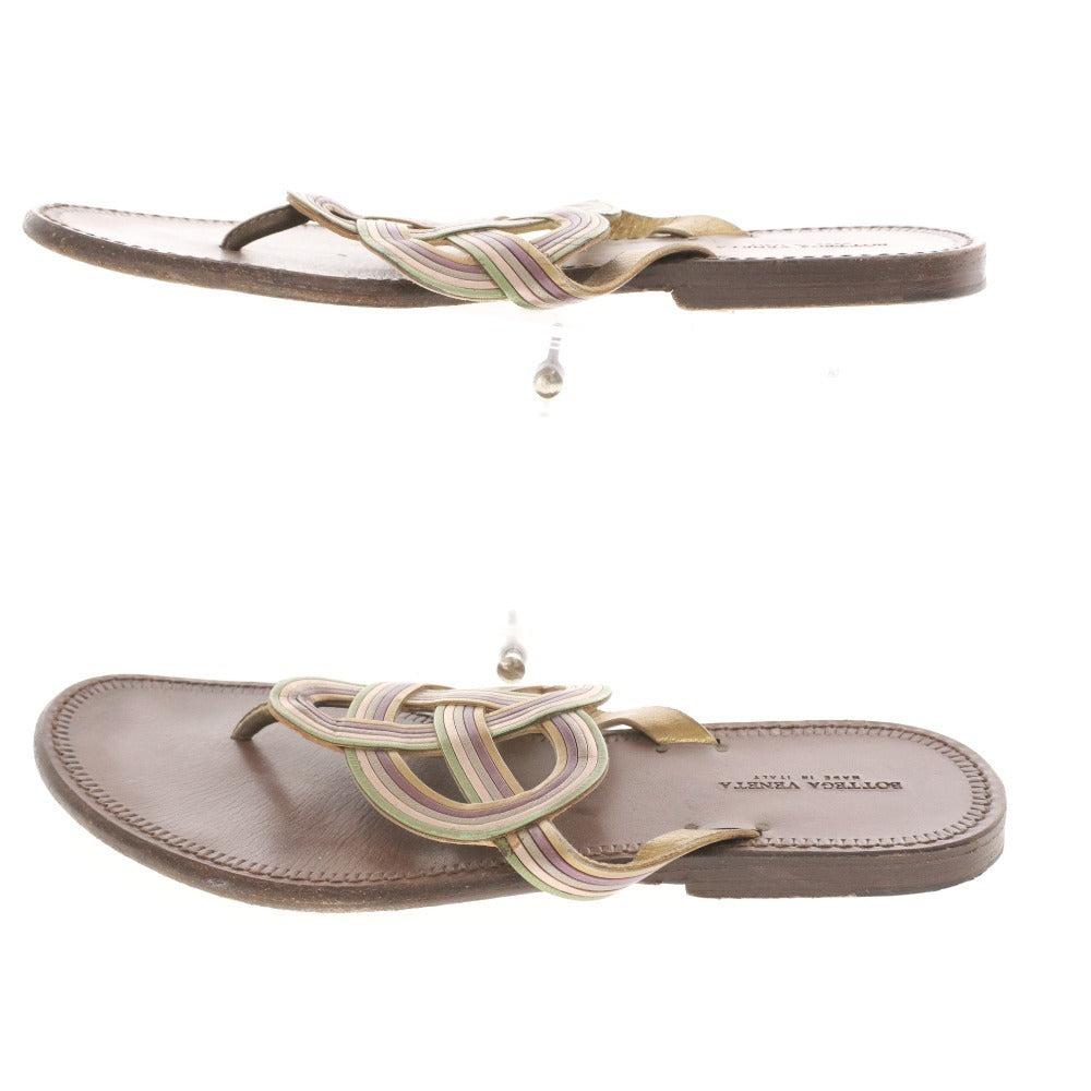 ■ ボッテガヴェネタ サンダル 靴 フラット レディース 36 （23cm相当） ゴールド ブラウン