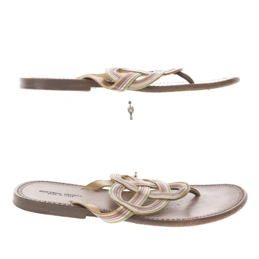 ■ ボッテガヴェネタ サンダル 靴 フラット レディース 36 （23cm相当） ゴールド ブラウン