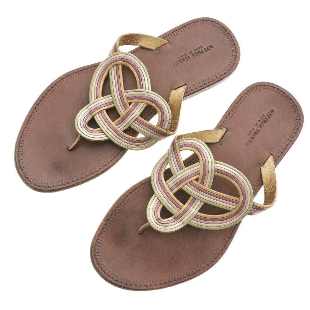 ■ ボッテガヴェネタ サンダル 靴 フラット レディース 36 （23cm相当） ゴールド ブラウン