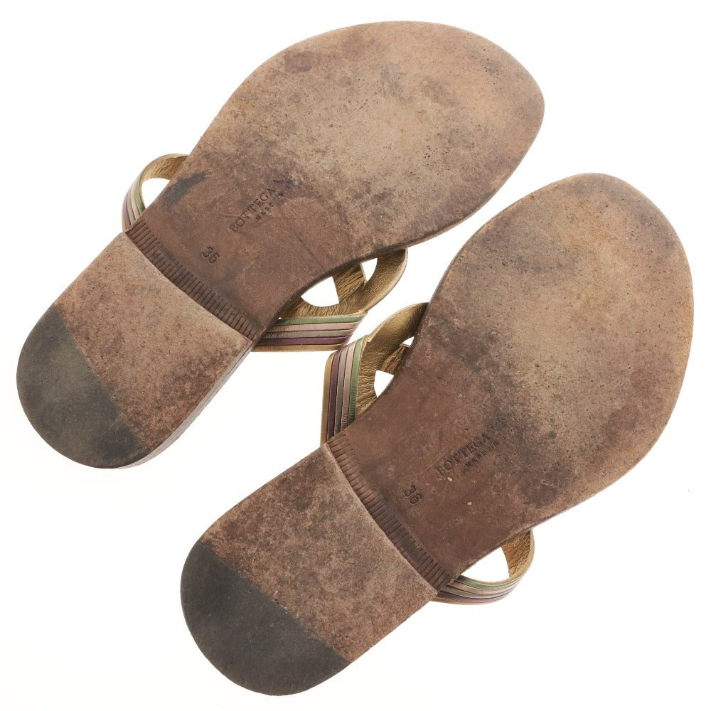 ■ ボッテガヴェネタ サンダル 靴 フラット レディース 36 （23cm相当） ゴールド ブラウン