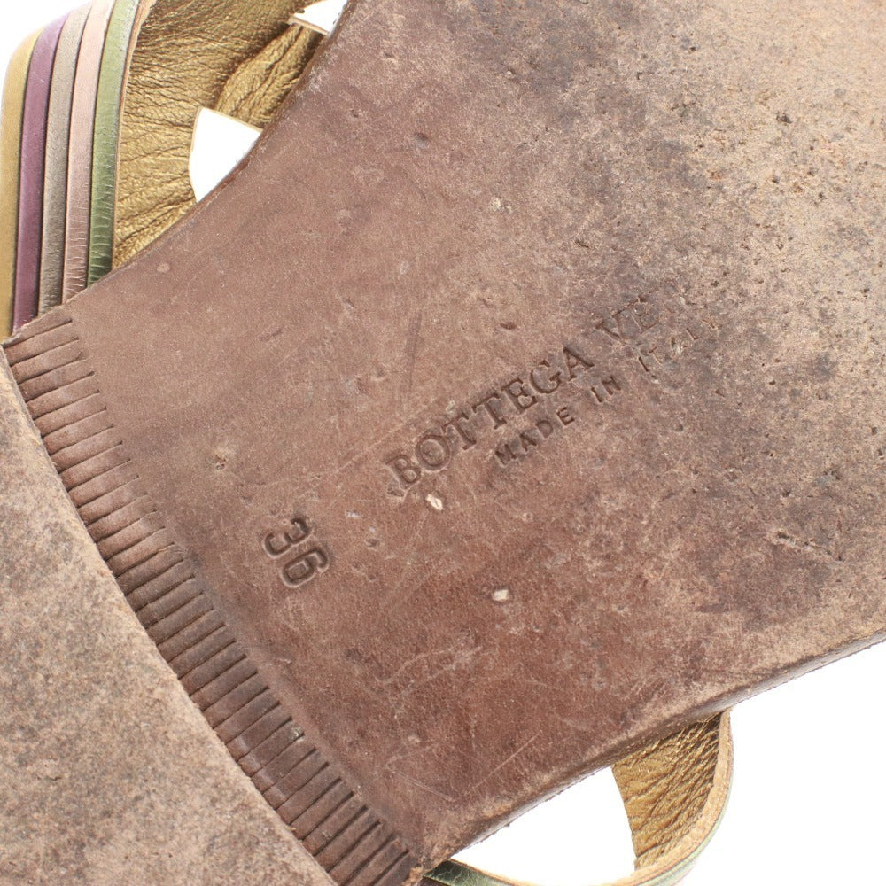 ■ ボッテガヴェネタ サンダル 靴 フラット レディース 36 （23cm相当） ゴールド ブラウン