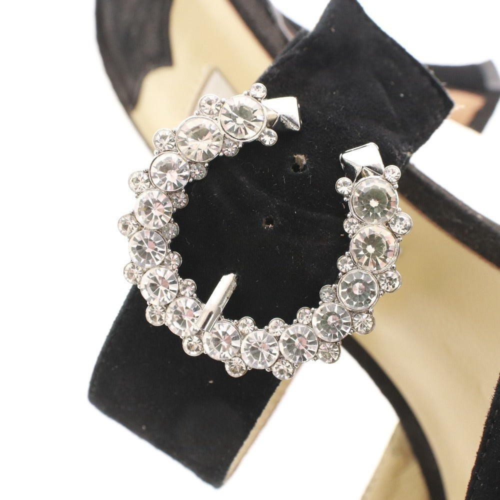 ■ Jimmy Choo mule sandals, suede with crystal buckle, women's size 36 (equivalent to 23cm), black