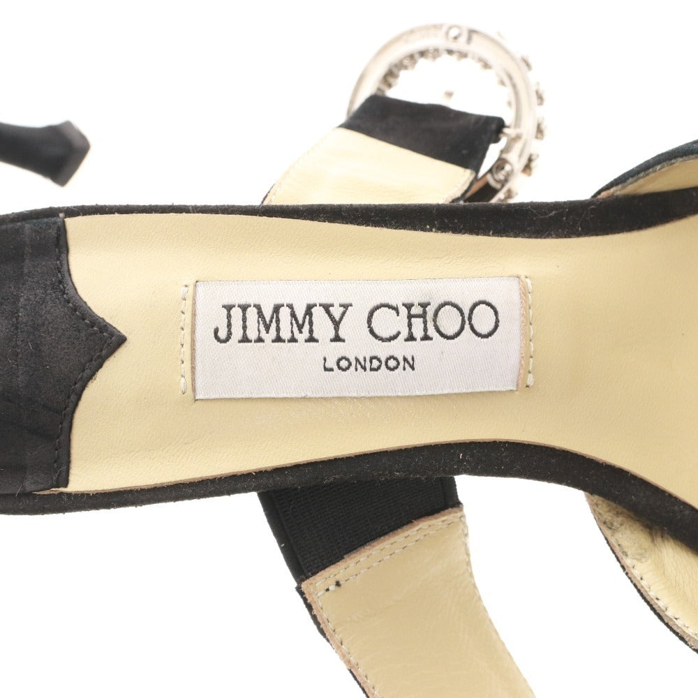 ■ Jimmy Choo mule sandals, suede with crystal buckle, women's size 36 (equivalent to 23cm), black