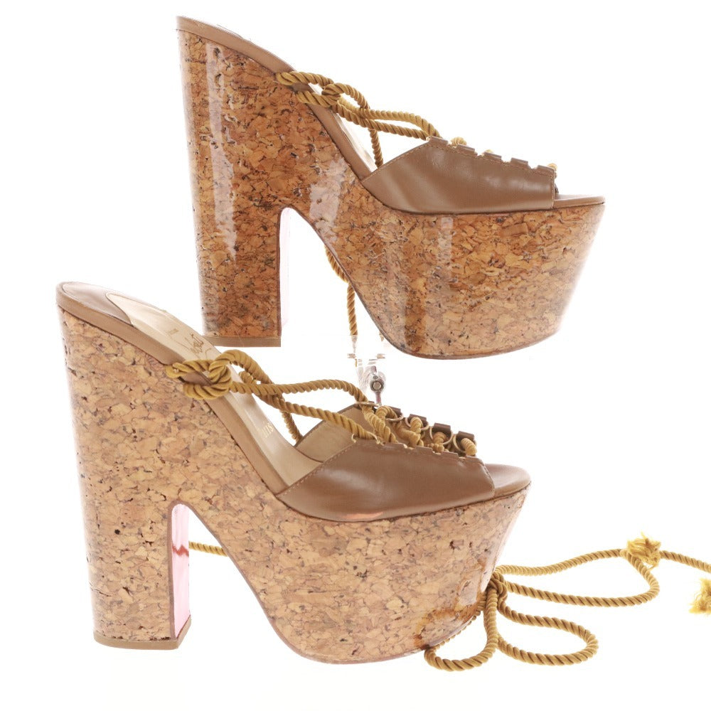 ■ Christian Louboutin Sandals, Wedge Sole, Platform Sole, Women's, Size 36 (equivalent to 23cm), Brown