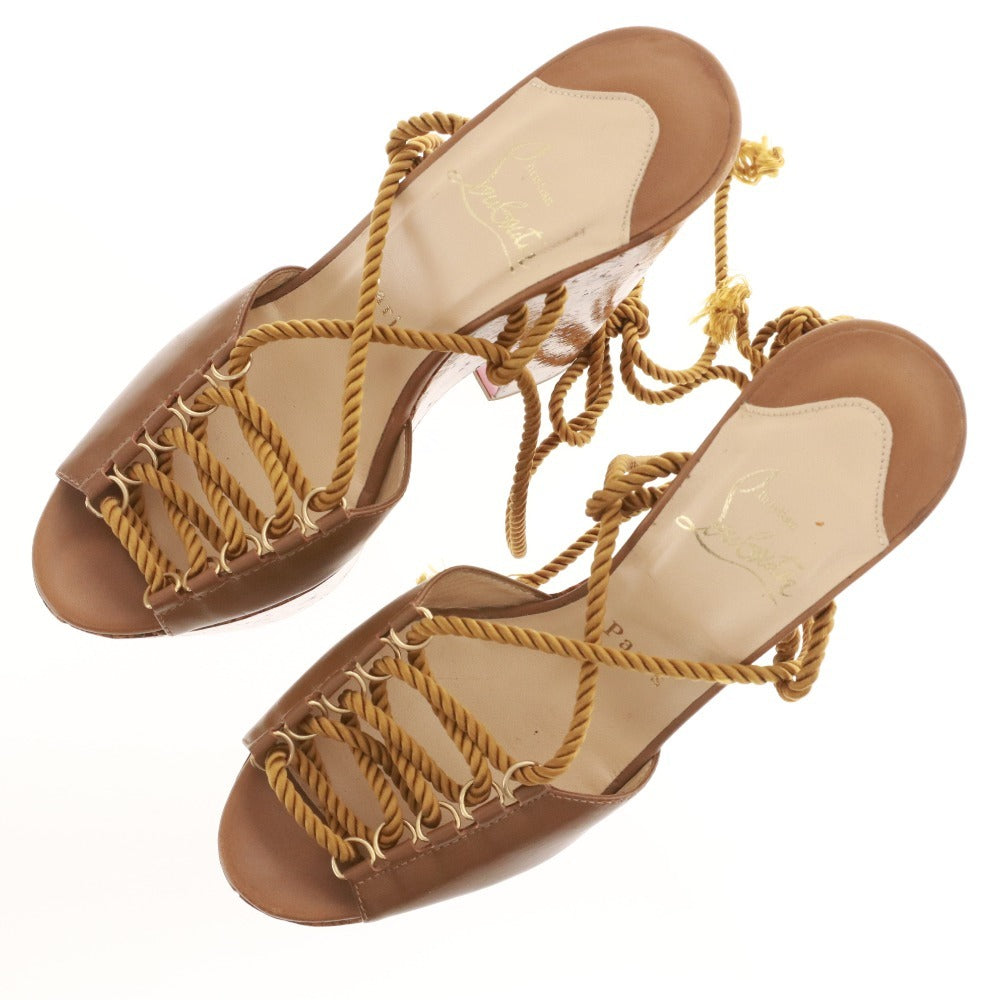 ■ Christian Louboutin Sandals, Wedge Sole, Platform Sole, Women's, Size 36 (equivalent to 23cm), Brown