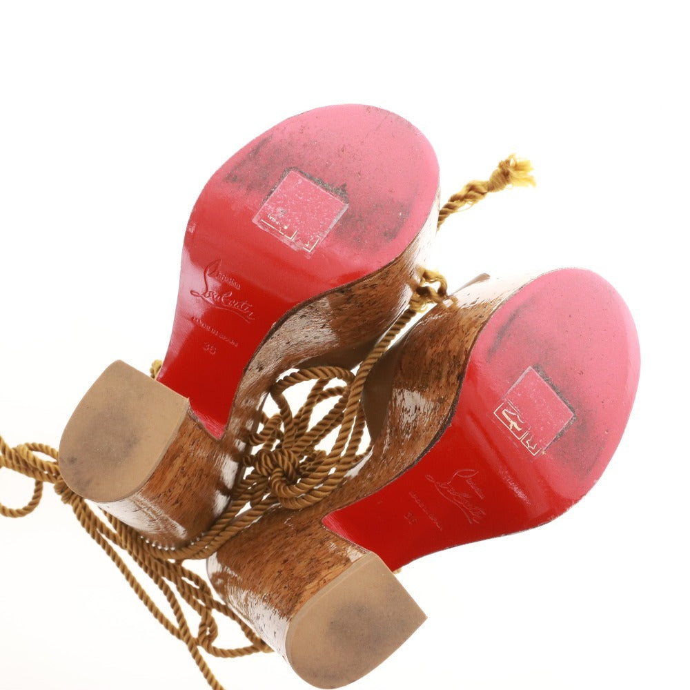 ■ Christian Louboutin Sandals, Wedge Sole, Platform Sole, Women's, Size 36 (equivalent to 23cm), Brown