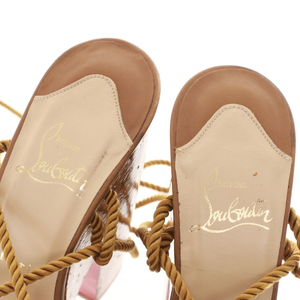 ■ Christian Louboutin Sandals, Wedge Sole, Platform Sole, Women's, Size 36 (equivalent to 23cm), Brown