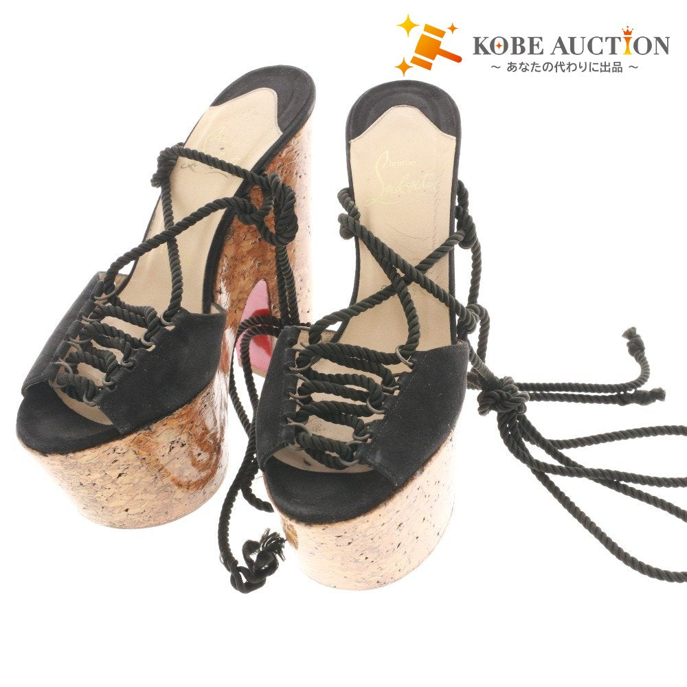 ■ Christian Louboutin Sandals, Wedge Sole, Platform Sole, Women's, Size 36 (equivalent to 23cm), Black