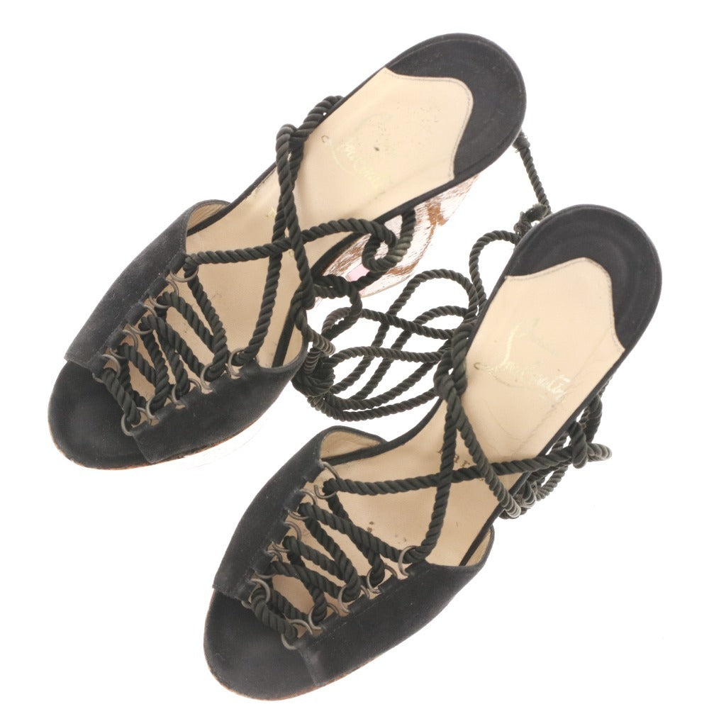 ■ Christian Louboutin Sandals, Wedge Sole, Platform Sole, Women's, Size 36 (equivalent to 23cm), Black