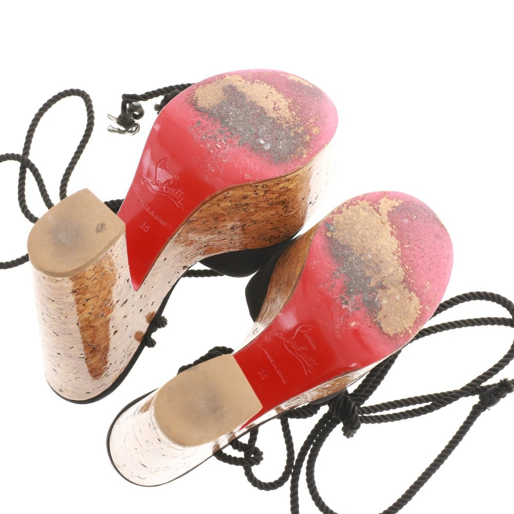 ■ Christian Louboutin Sandals, Wedge Sole, Platform Sole, Women's, Size 36 (equivalent to 23cm), Black