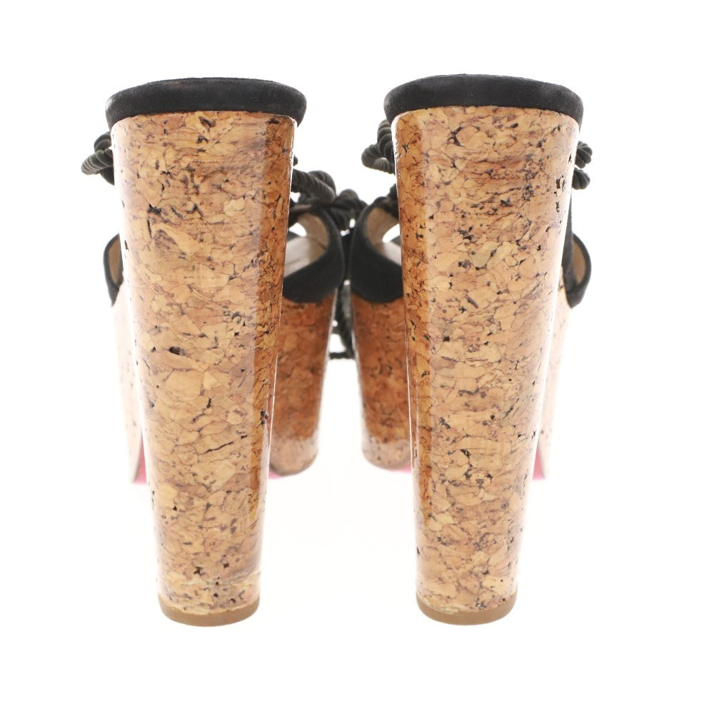 ■ Christian Louboutin Sandals, Wedge Sole, Platform Sole, Women's, Size 36 (equivalent to 23cm), Black