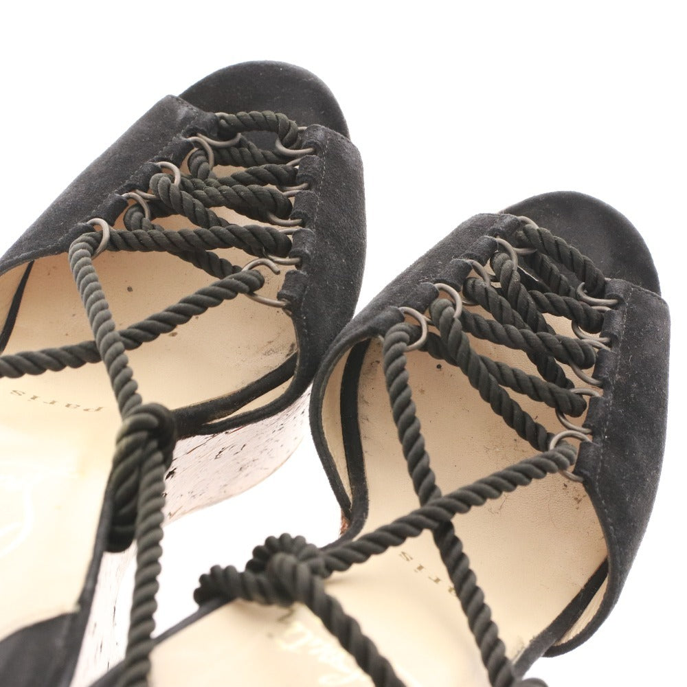 ■ Christian Louboutin Sandals, Wedge Sole, Platform Sole, Women's, Size 36 (equivalent to 23cm), Black