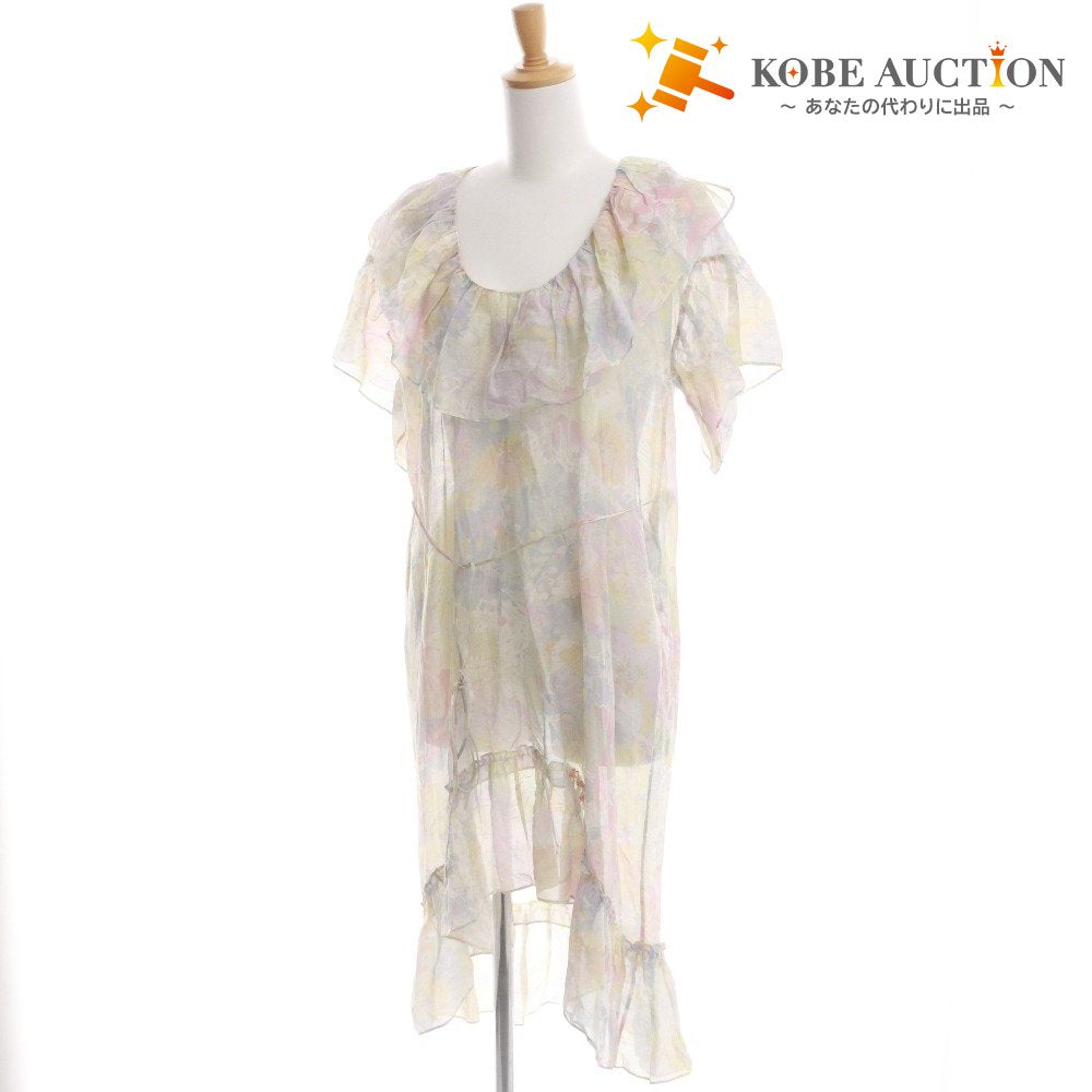 ■ ステラマッカートニー ワンピース 半袖 花柄 総柄 レディース 36 ピンク イエロー ブルー タグ付き 未使用