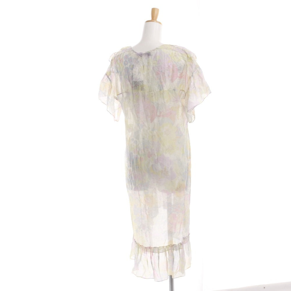 ■ ステラマッカートニー ワンピース 半袖 花柄 総柄 レディース 36 ピンク イエロー ブルー タグ付き 未使用