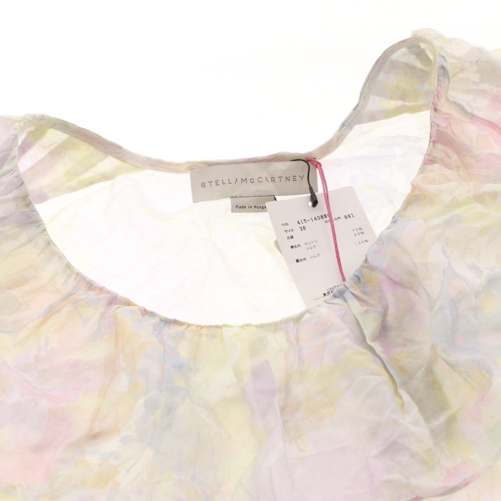 ■ ステラマッカートニー ワンピース 半袖 花柄 総柄 レディース 36 ピンク イエロー ブルー タグ付き 未使用