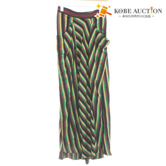 ■ スリーワンフィリップリム スカート ボトムス ロング マルチストライプ レディース 00 （XXS相当） ブラック グリーン イエロー レッド
