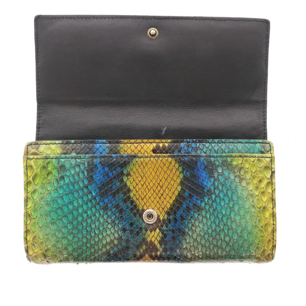 ■ Gucci Horsebit Python Long Wallet for Men and Women in Green