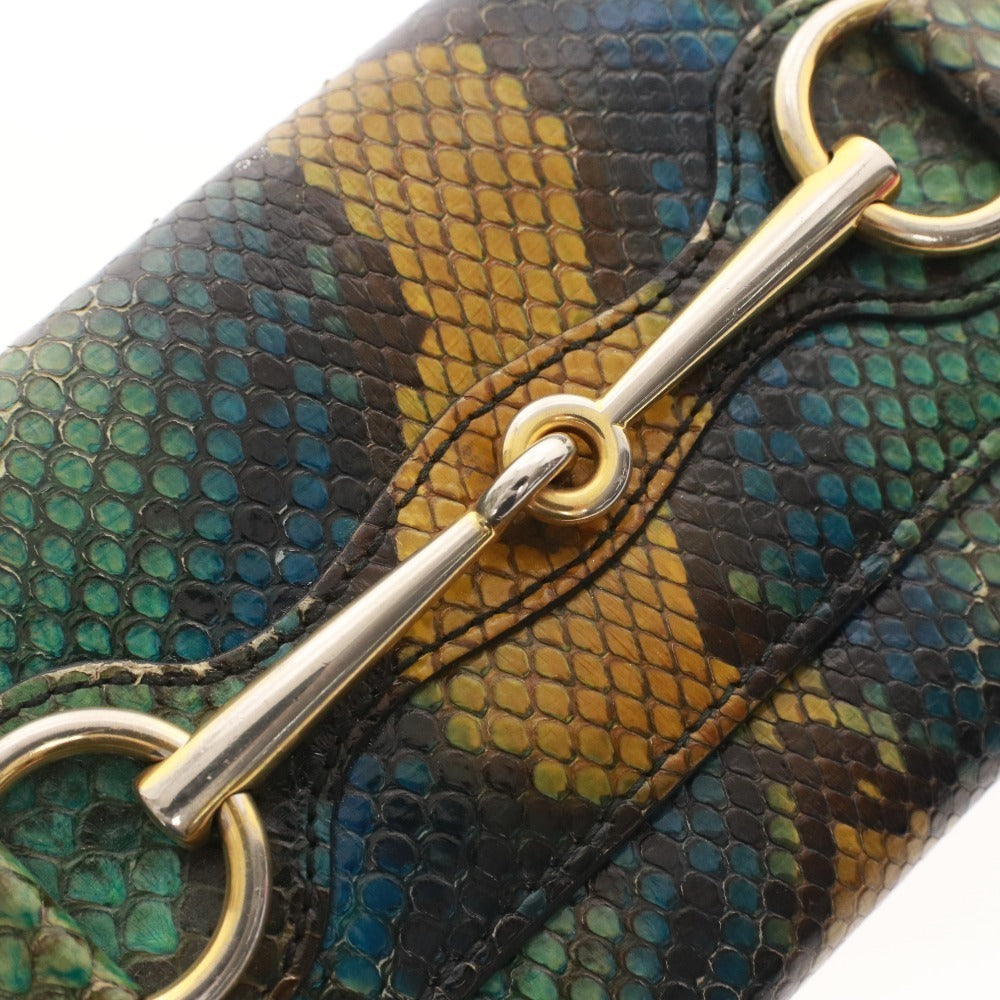 ■ Gucci Horsebit Python Long Wallet for Men and Women in Green