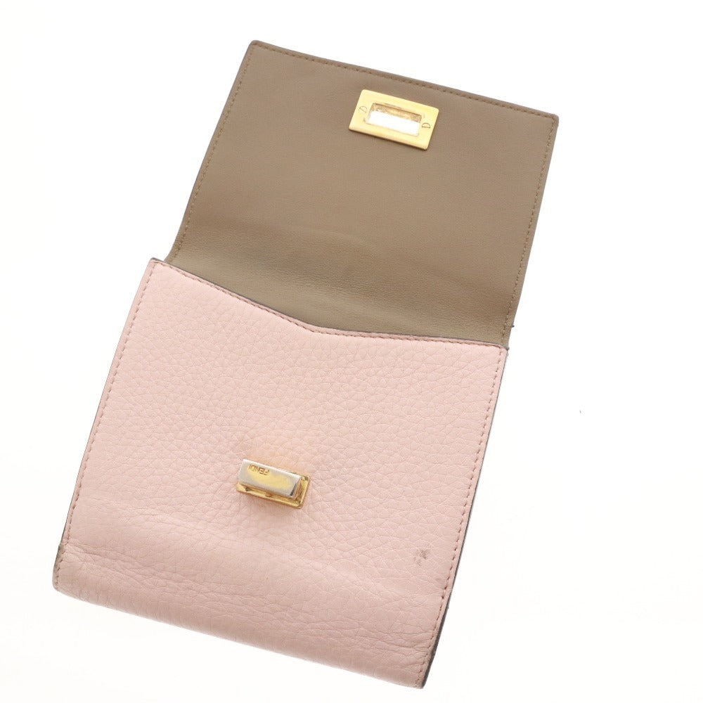 ■ Fendi Peekaboo Bifold Wallet for Women, Pink and Brown