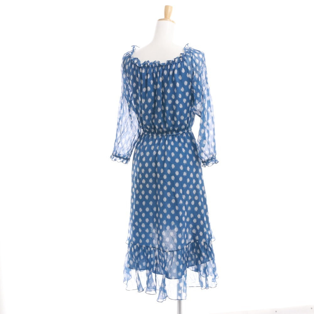 Diane von Furstenberg wrap dress, long sleeves, silk dotted top and bottoms, women's, size 2 (equivalent to S), blue
