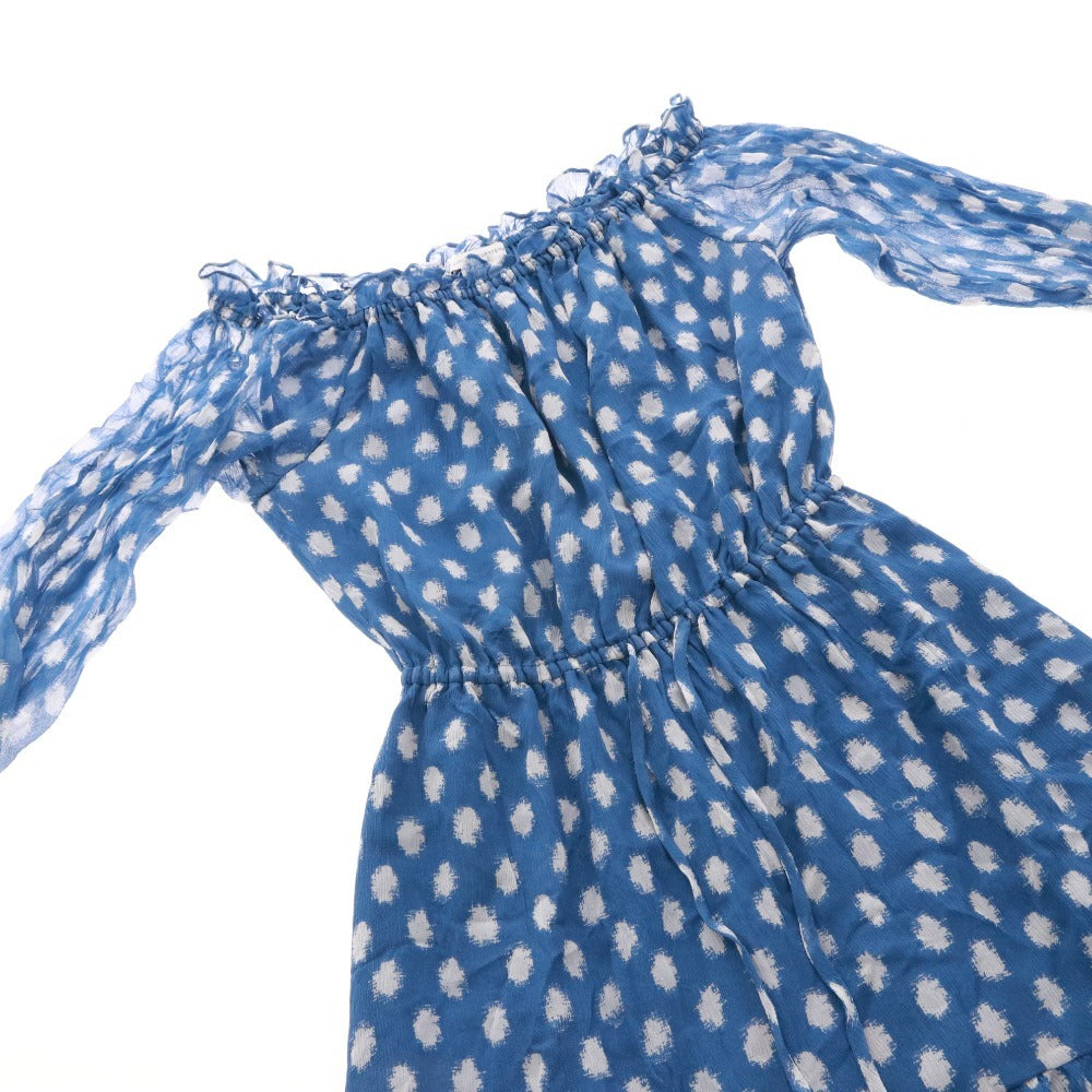 Diane von Furstenberg wrap dress, long sleeves, silk dotted top and bottoms, women's, size 2 (equivalent to S), blue