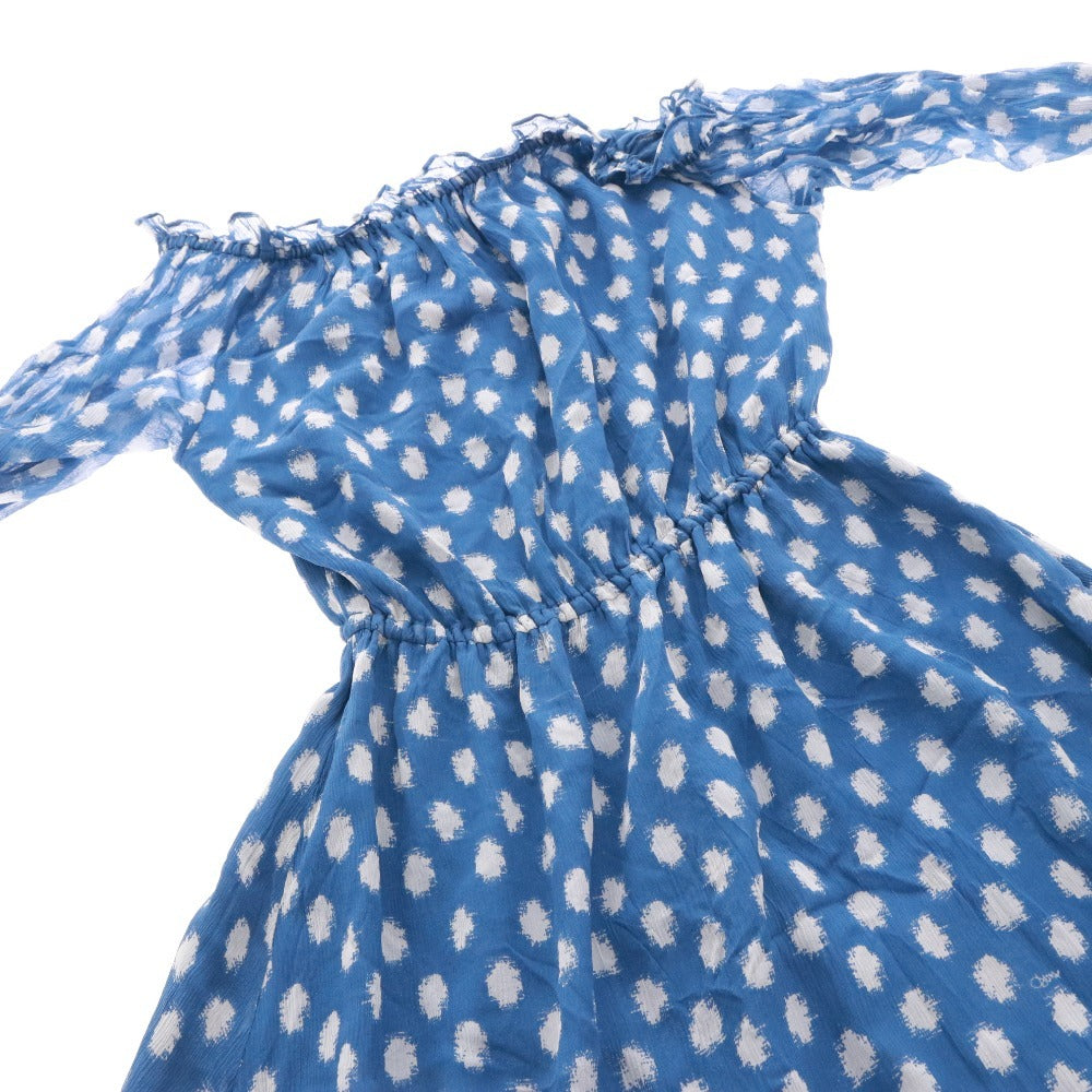 Diane von Furstenberg wrap dress, long sleeves, silk dotted top and bottoms, women's, size 2 (equivalent to S), blue