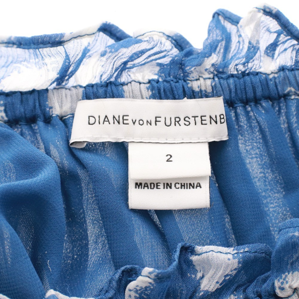 Diane von Furstenberg wrap dress, long sleeves, silk dotted top and bottoms, women's, size 2 (equivalent to S), blue