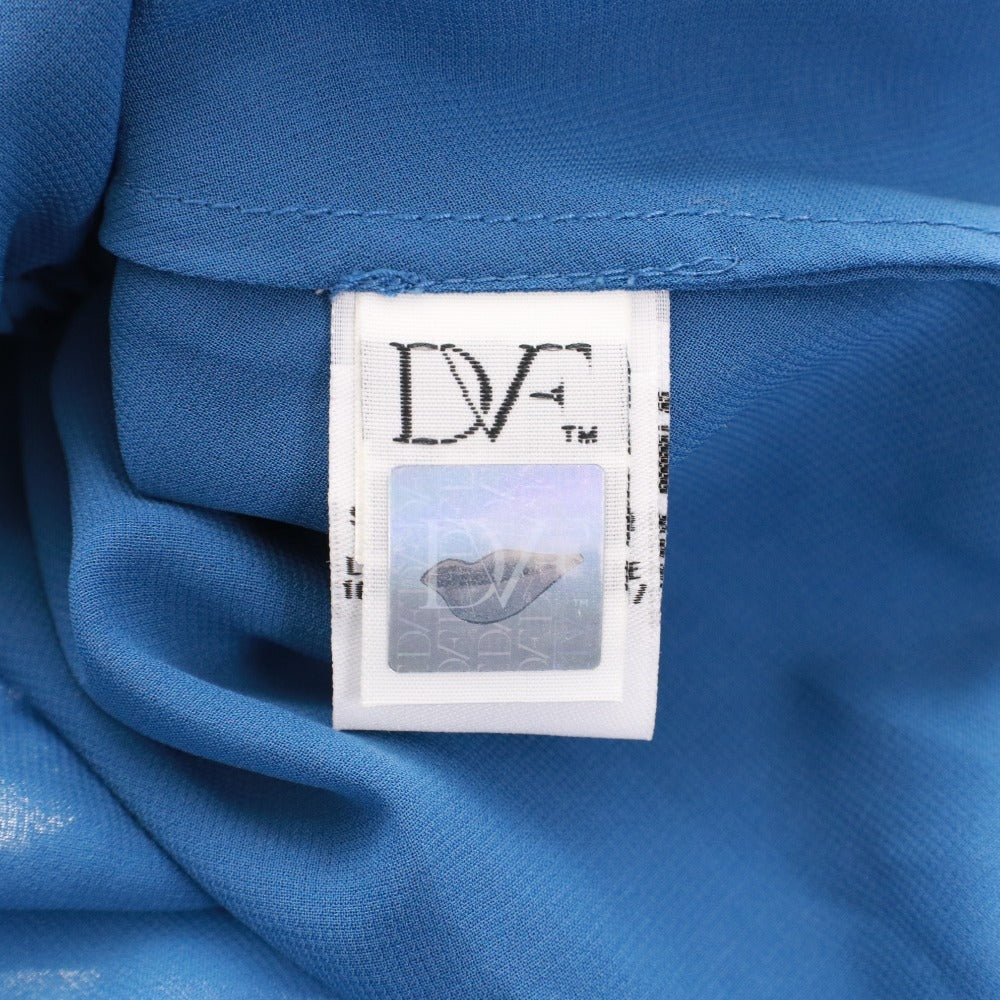 Diane von Furstenberg wrap dress, long sleeves, silk dotted top and bottoms, women's, size 2 (equivalent to S), blue