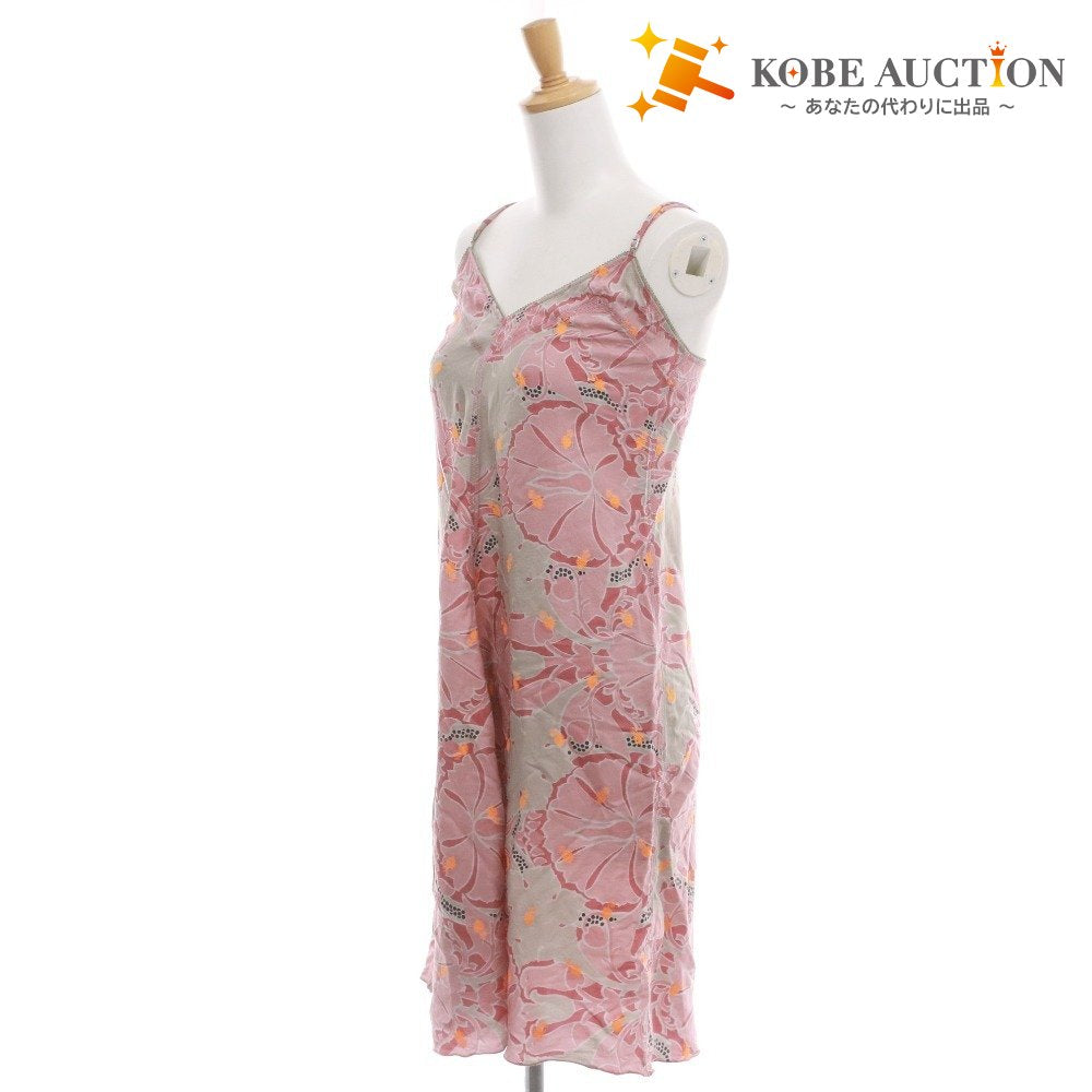 ■ Stella McCartney cami dress top and bottoms floral print women's size 2 pink gray