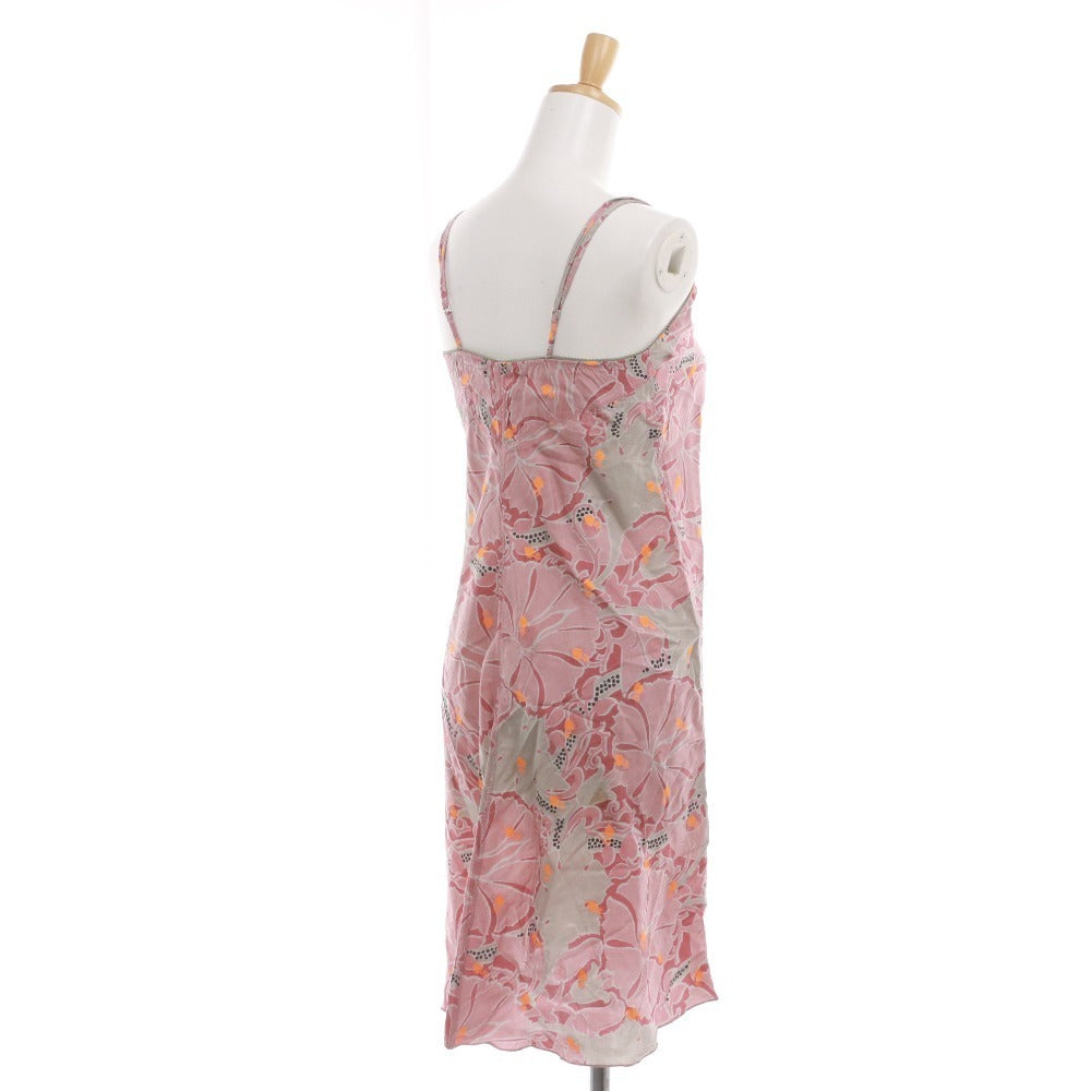■ Stella McCartney cami dress top and bottoms floral print women's size 2 pink gray