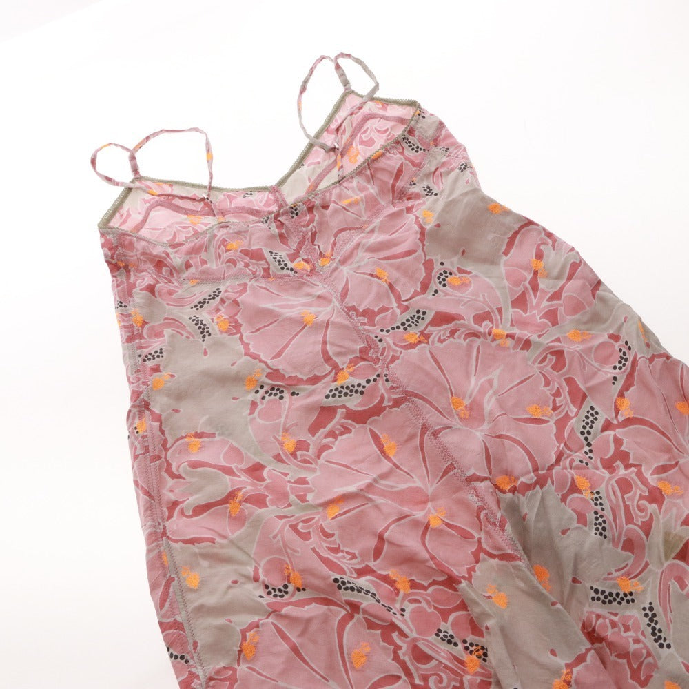 ■ Stella McCartney cami dress top and bottoms floral print women's size 2 pink gray