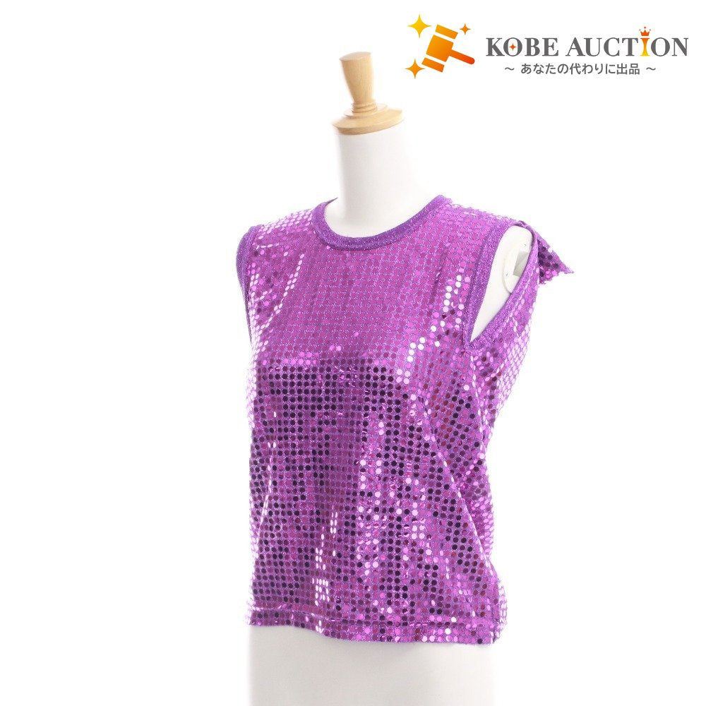 ■ コムデギャルソン ノースリーブ トップス スパンコール スクエア レディース S パープル