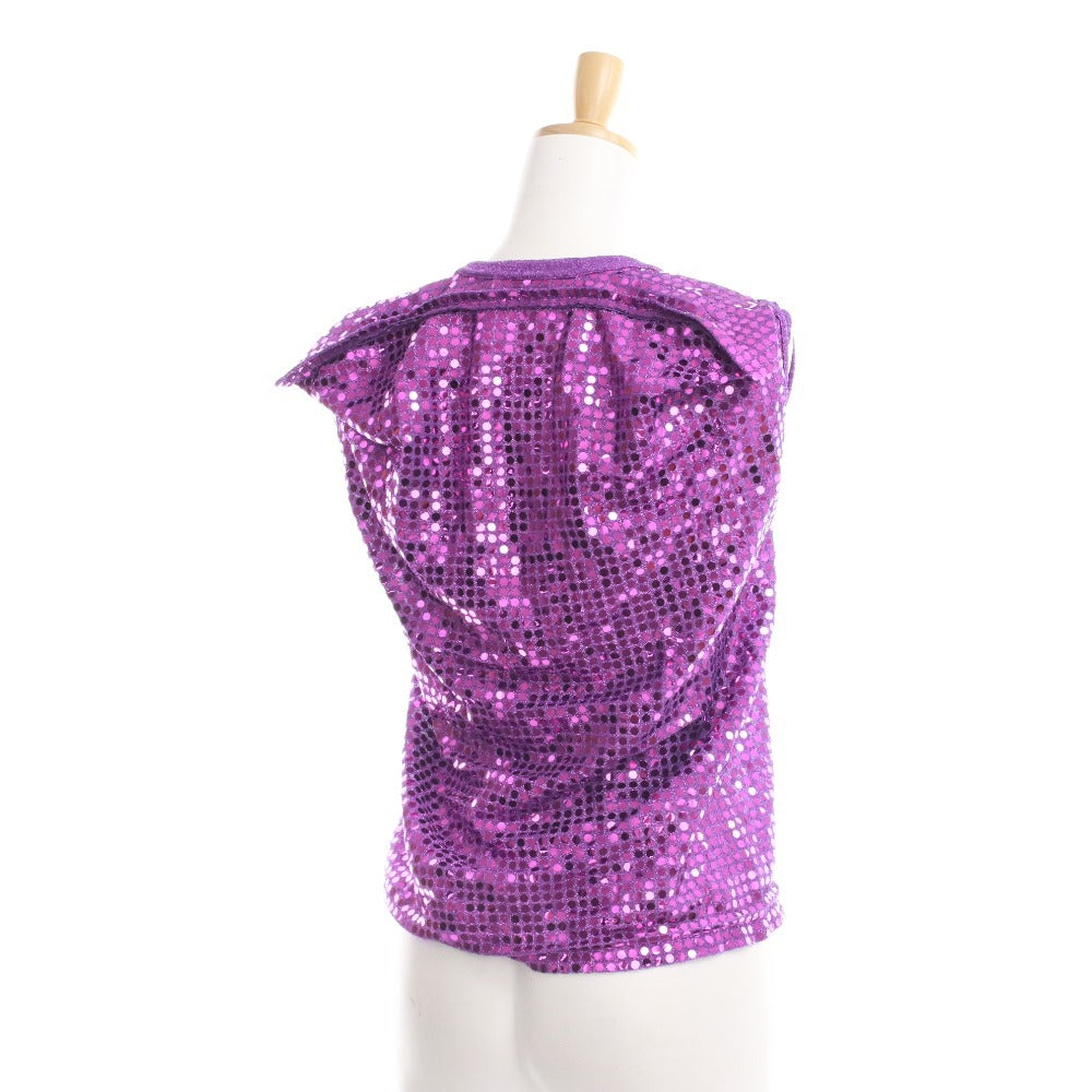 ■ コムデギャルソン ノースリーブ トップス スパンコール スクエア レディース S パープル